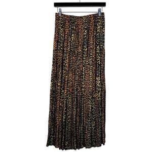 Vintage 90s Pleated Maxi Cheetah Skirt Casual Animal Print - OSFA